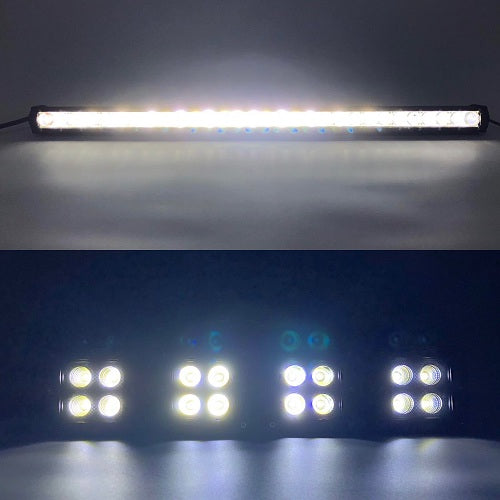 Package of 1 Single Row 4D Lens Dual Color Light Bar & 4 Pack 3.2 Inch 20W LED Pods-Vivid Light Bars