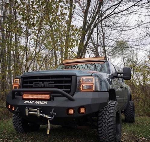 Package of 1 RGB Chasing Halo Light Bar & 4 Pack 3.2" 20W Pods with Bluetooth App Remote Control- Vivid Light Bars