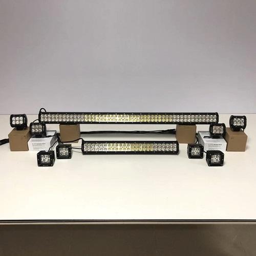 Package of 1 Slide Bracket Dual Color Straight Light Bar & 8 Pack 4" 30W LED Pods-Vivid Light Bars