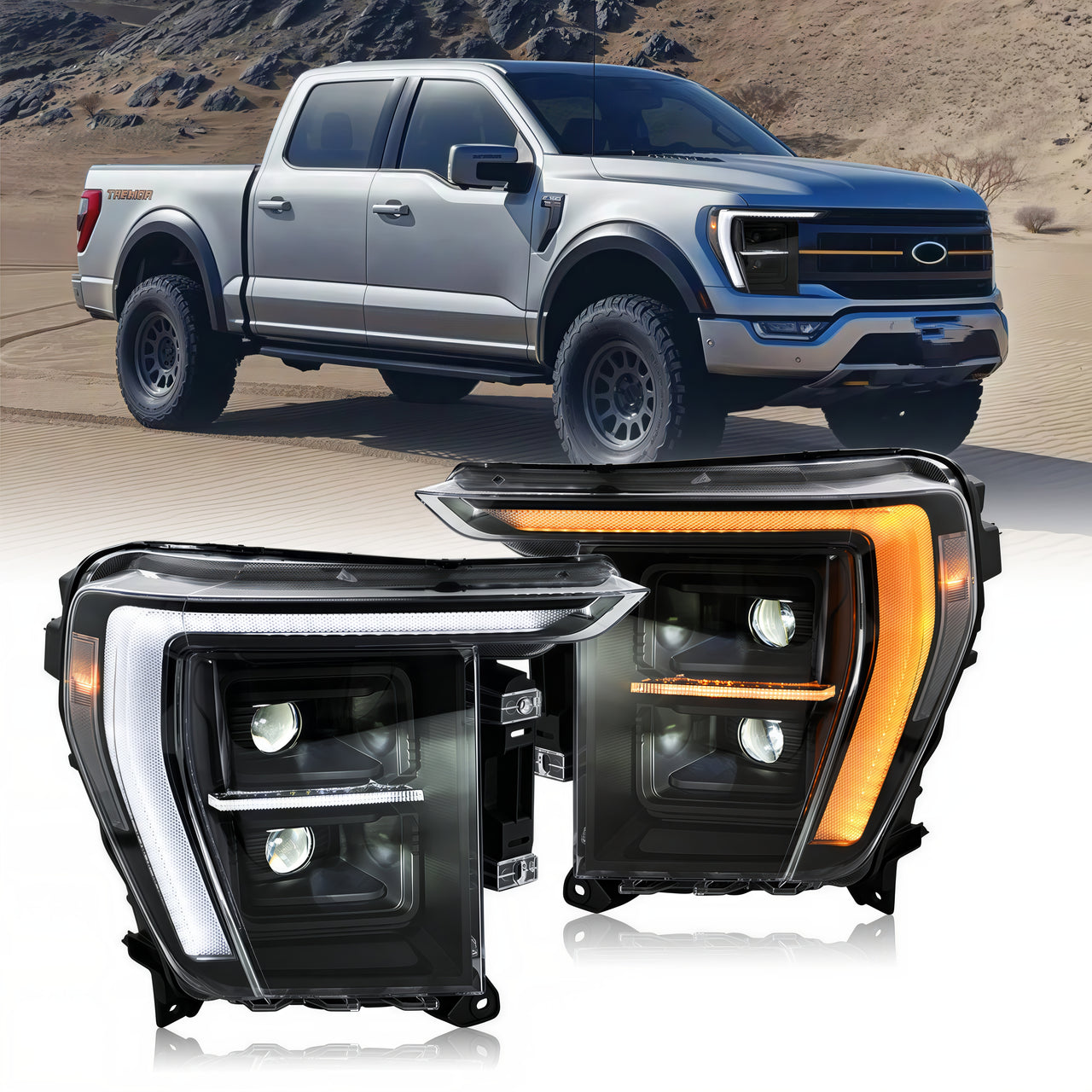 2021-2023 Ford F-150 Raptor Universal LED Headlight Assembly | High & Low Beam LED Upgrade