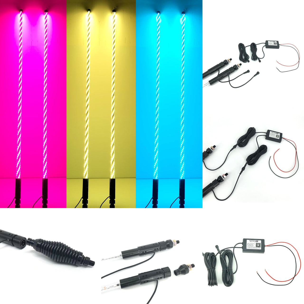 RGB Spiral utv whip lights (2packs)