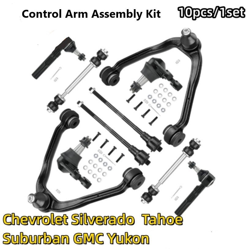 10pcs Front Control Arm Suspension kits w/Ball joints+Sway bars+Tie Rods for Chevrolet GMC K80942 12475485 15047200 15864153