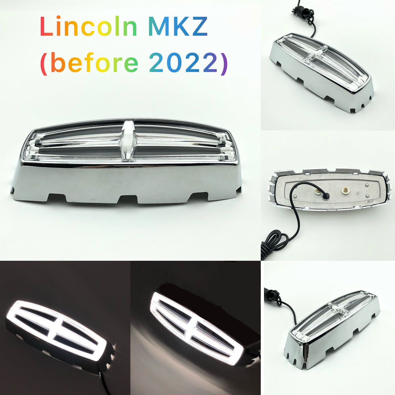Lincoln logo light | Led Lincoln dynamic crystal luminous logo emblem light– Illuminated Chrome Badge for MKZ & Other Models