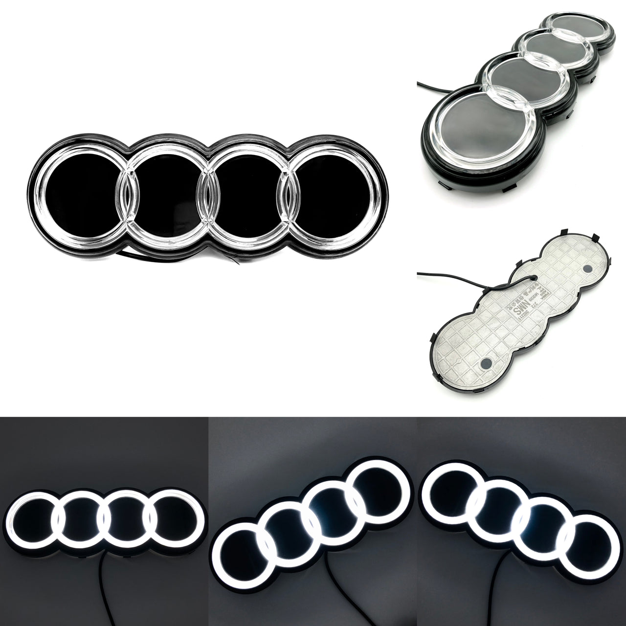 Audi Logo Front Grill Crystal Dynamic Illuminited Emblem Light fit Q3, Q5, Q7, Q8, A3, A4, A5, A6, A7, A8