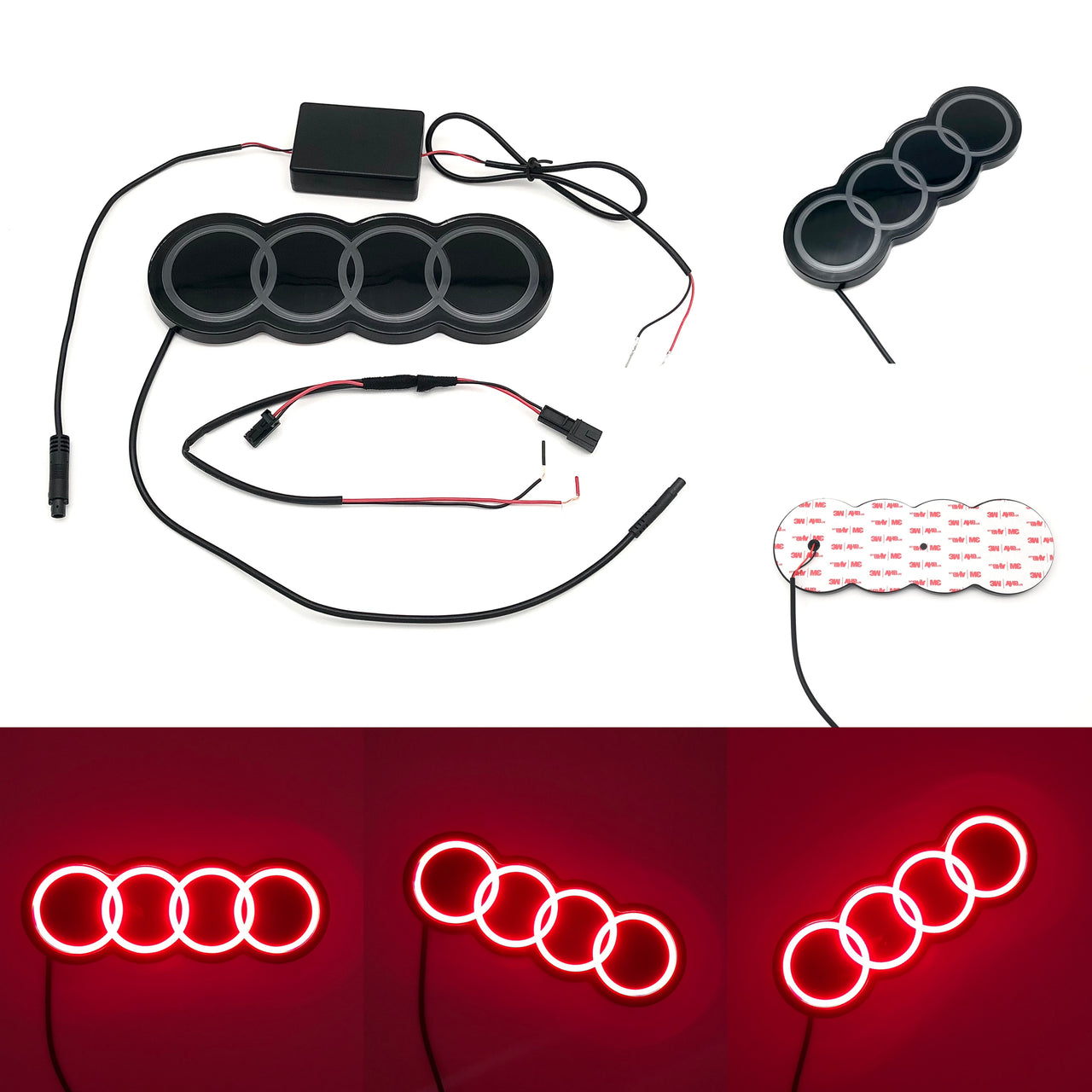 Audi Rear Emblem LED Illuminated Logo for Q3, Q5, Q7, Q8, A3, A4, A5, A6 Rear Logo Light Upgrade