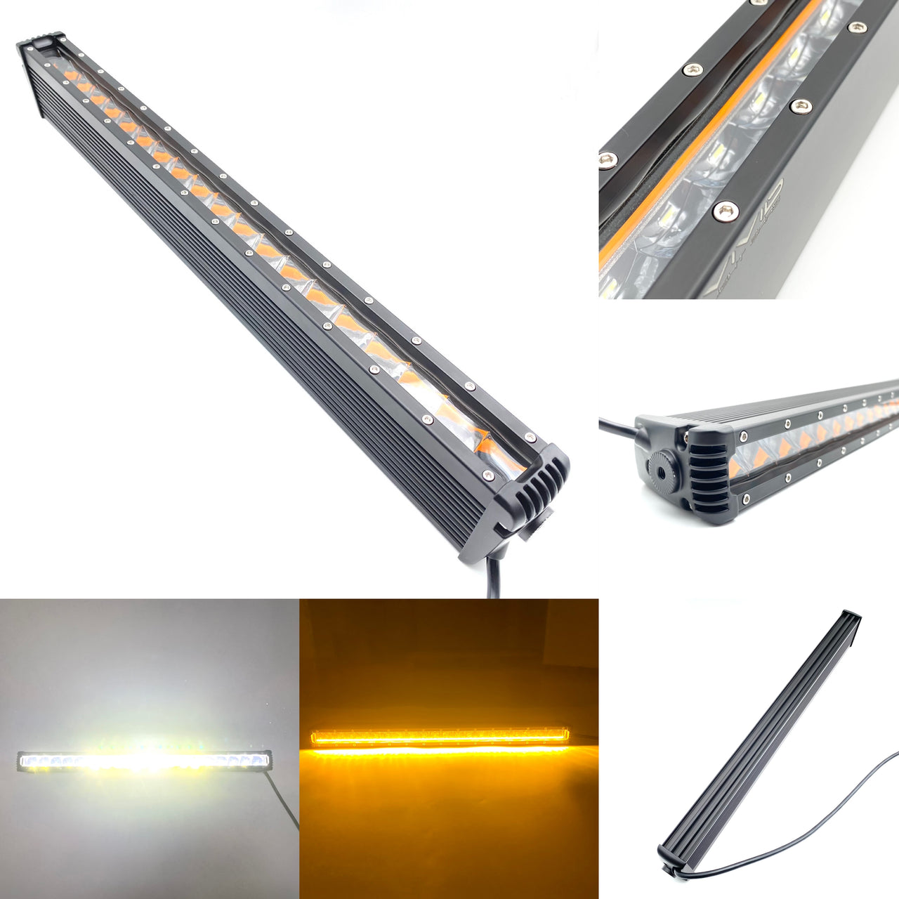 21" 100W Single Row LED Light Bar with Amber DRL – Slim & Powerful Brightest Light Bar for Trucks, Jeep, ATV