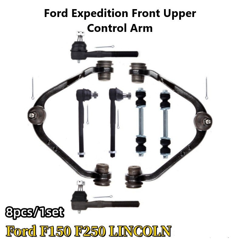 8PCS Ford Front Upper Control Arm for  FORD F150 K8726T K8728T 5L3Z3085B 5L3Z3084B with  w/Ball Joint + Sway Bars + Outer Tie Rods Suspension