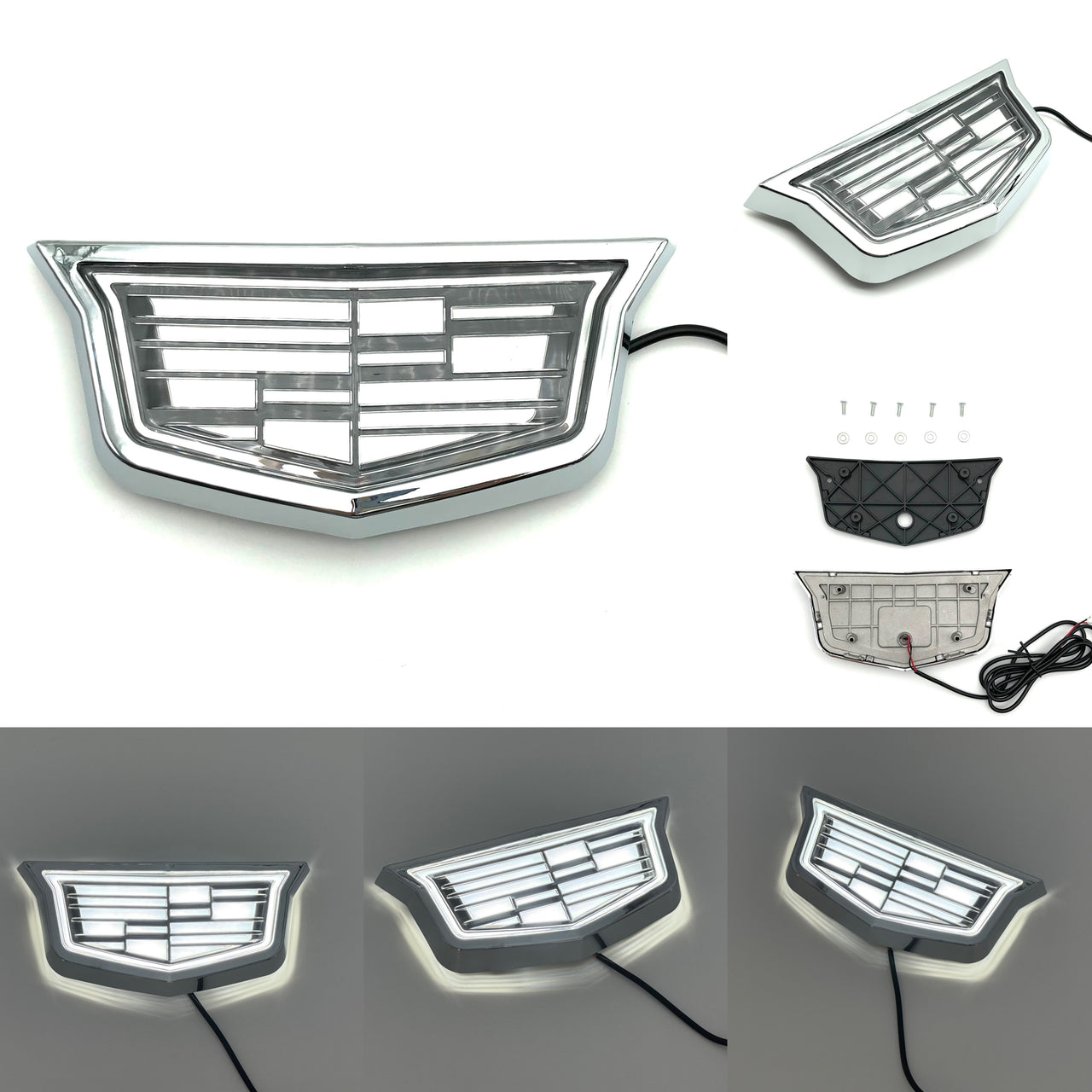 Cadillac Logo Front Grille LED Luxury Metallic Dynamic Crystal Illuminated Emblem Not Compatible with ACC Radar