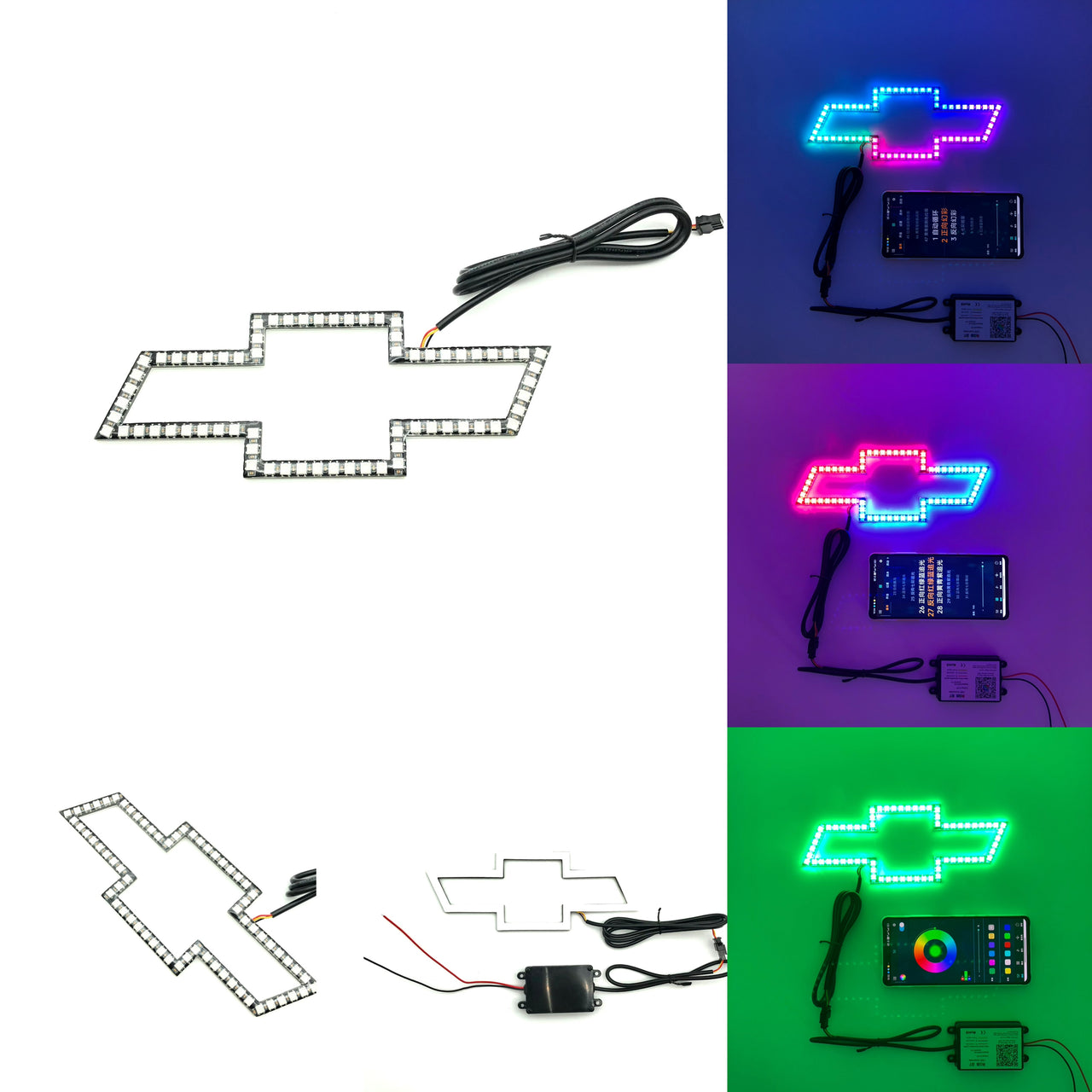 RGBW Flow Chevy symbol with Bluetooth App Control