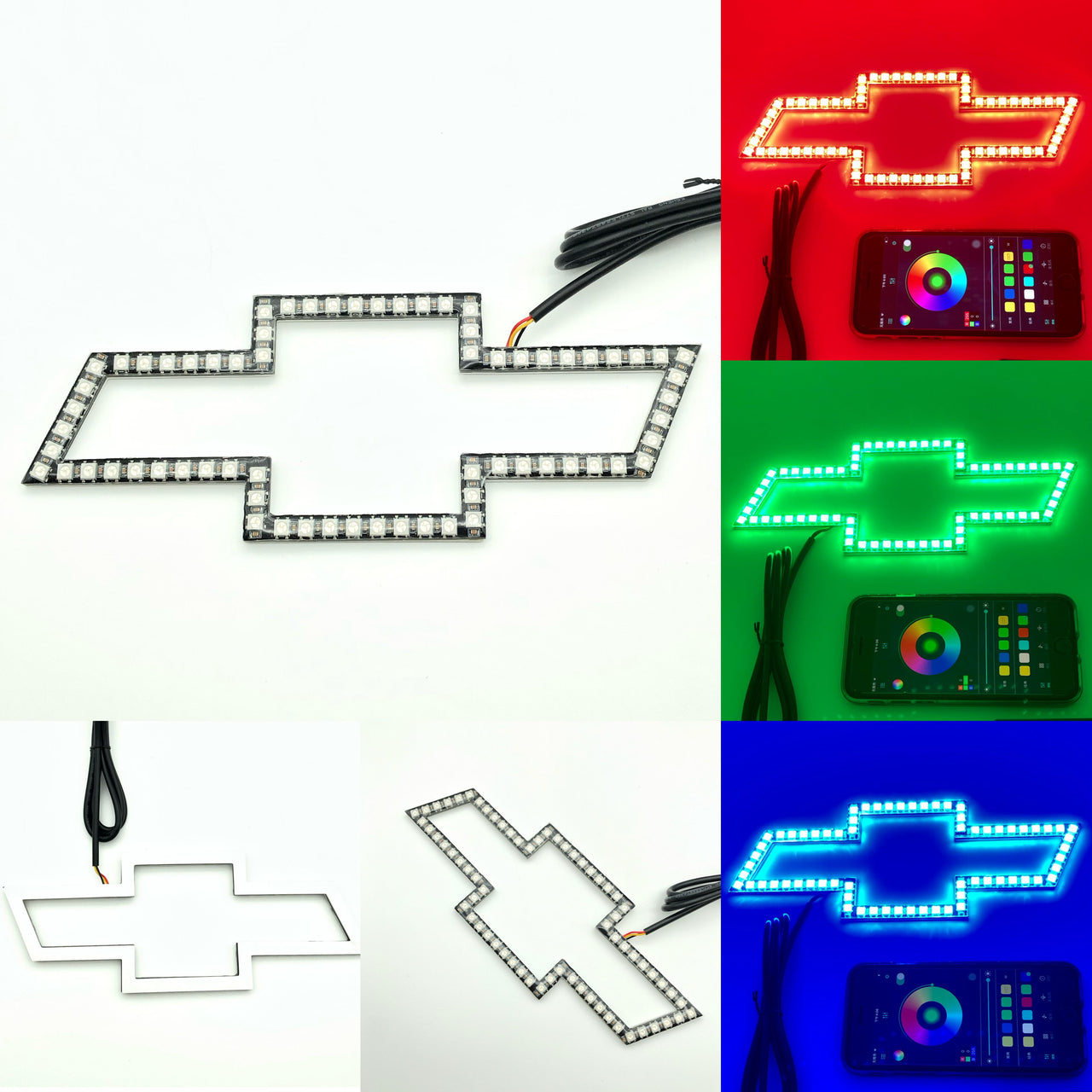 Chevy bowtie emblem rgb chasing flow halo with bluetooth controller