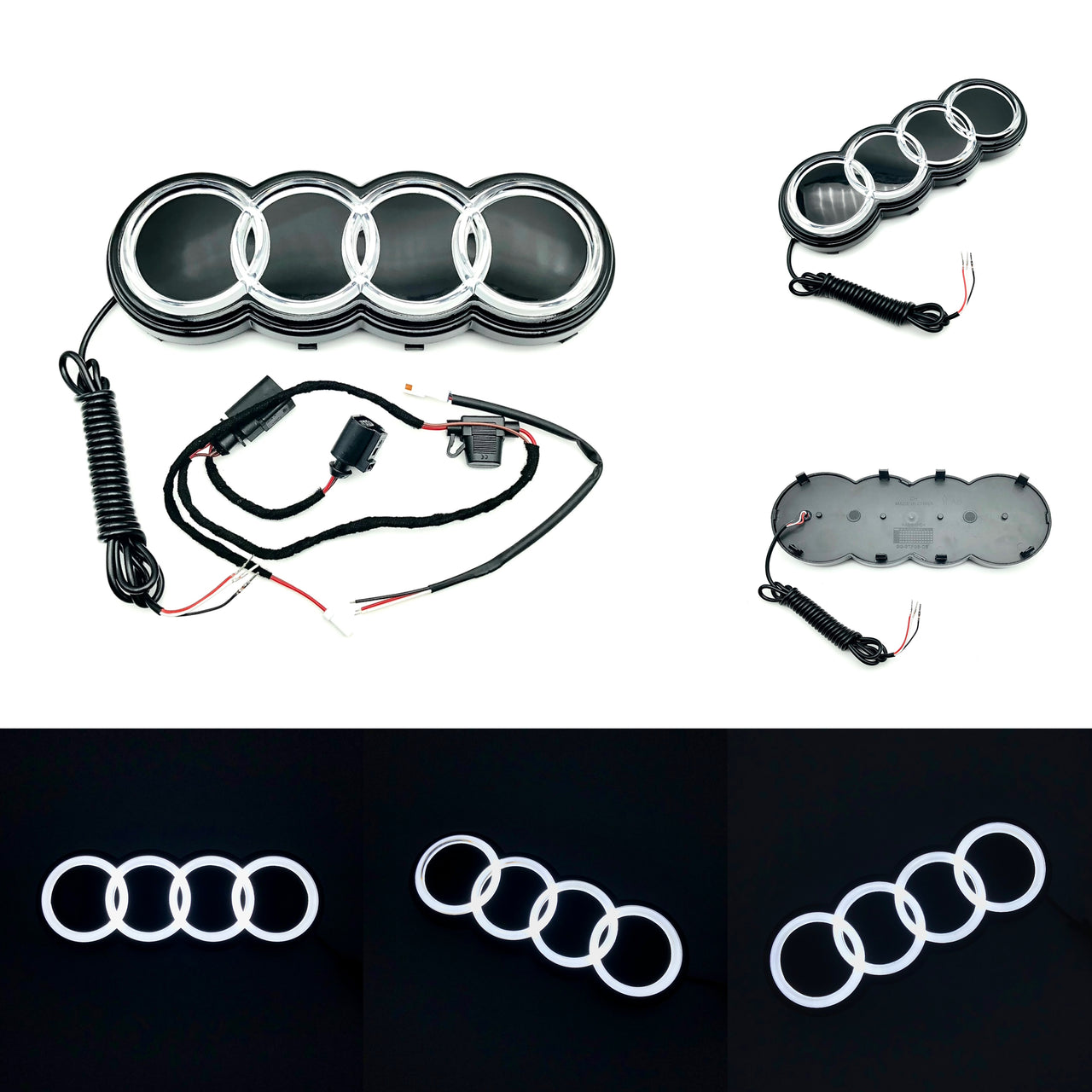 Audi Logo Front Grill Crystal Dynamic Illuminited Emblem Light fit Q3, Q5, Q7, Q8, A3, A4, A5, A6, A7
