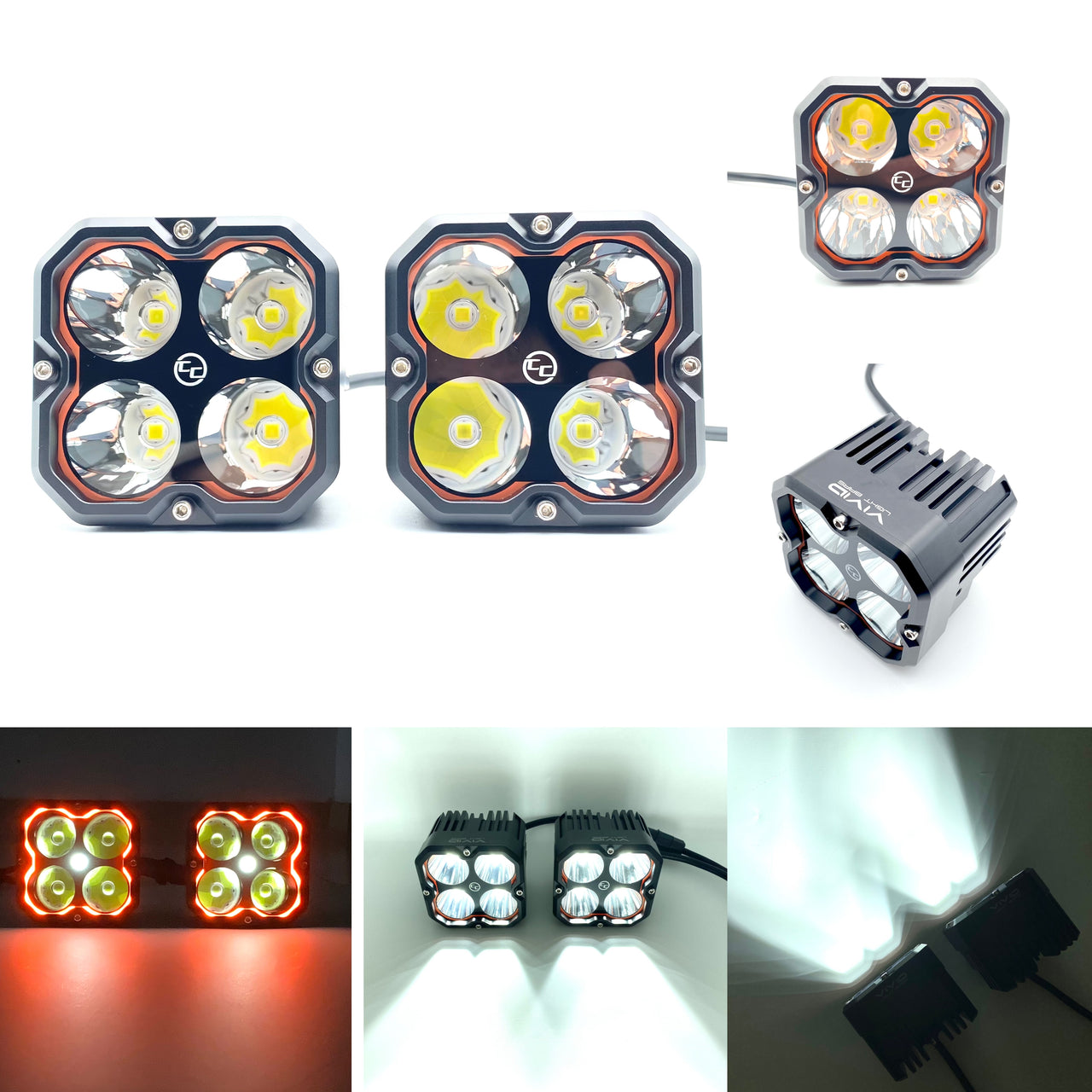 2 PCS 5" 240W LED Off Road Lights CNC billet aluminum 12-48V Amber DRL for Off-Road Truck, 4x4 Jeep, ATV, UTV