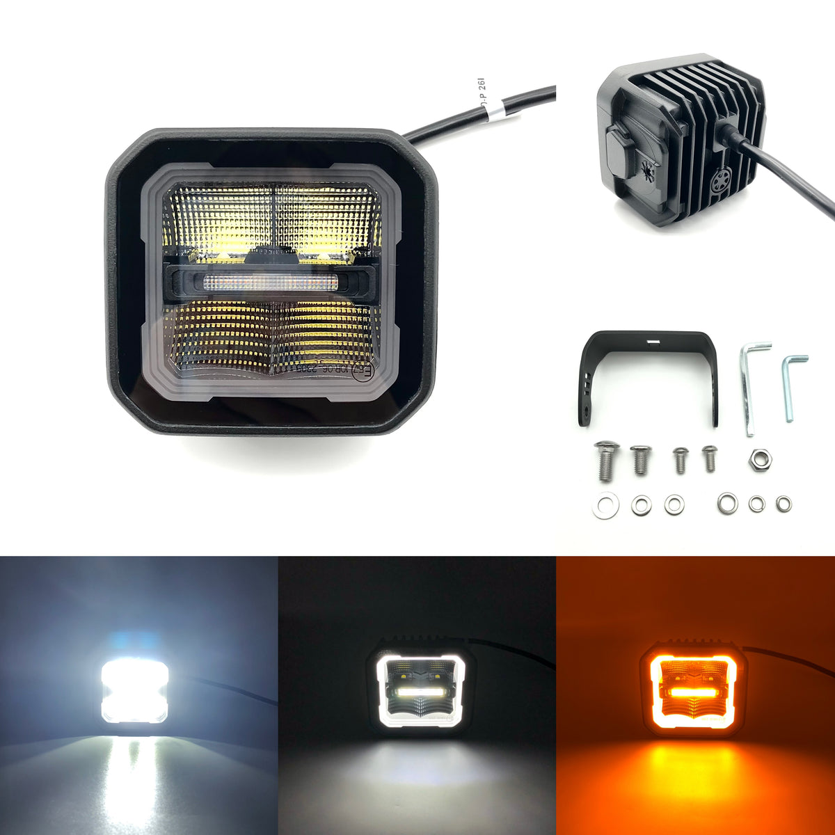 3-Inch 40W LED Ditch Lights – 2-Pack Off-Road Lights with Amber & White DRL