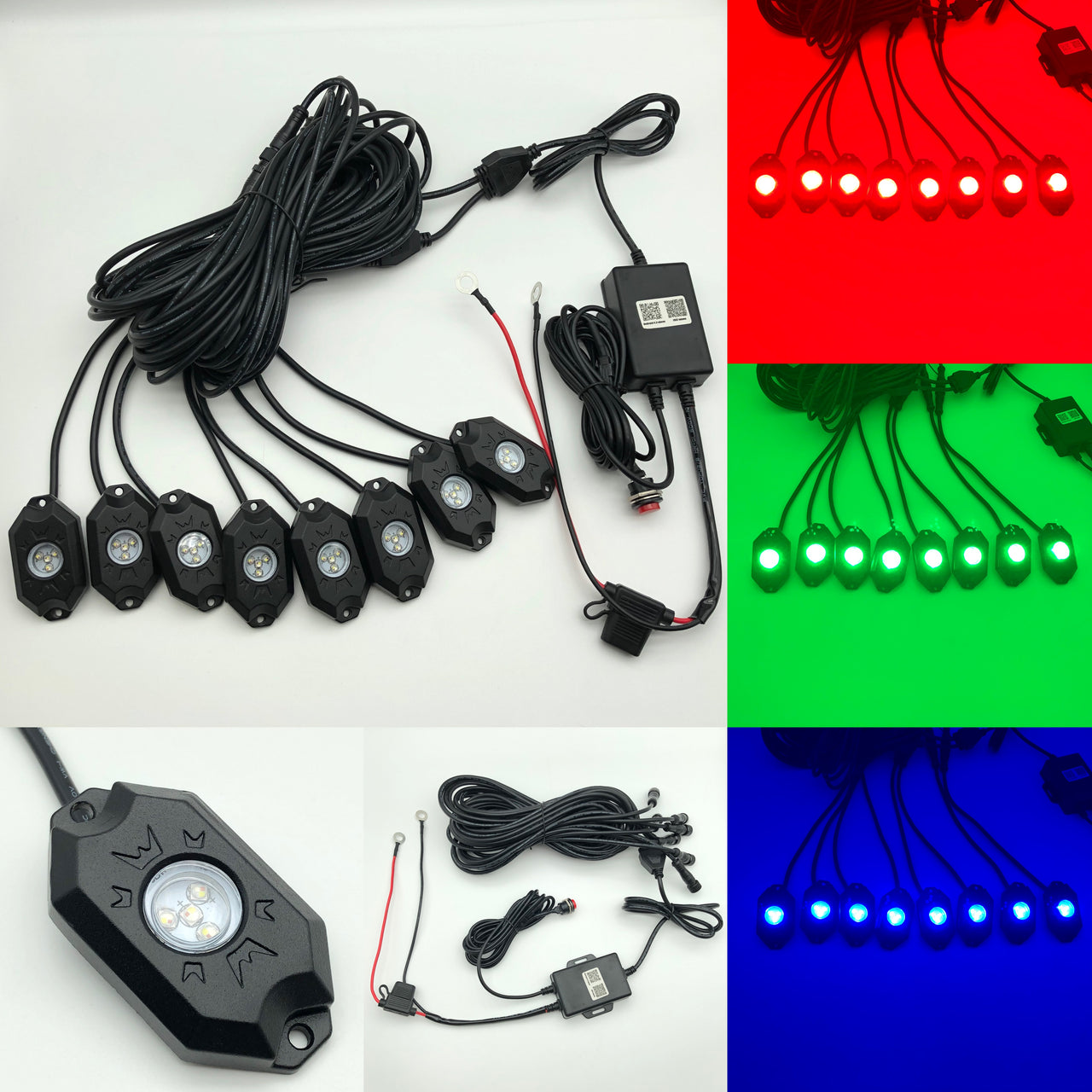 RGB + W LED rock light (8 packs)
