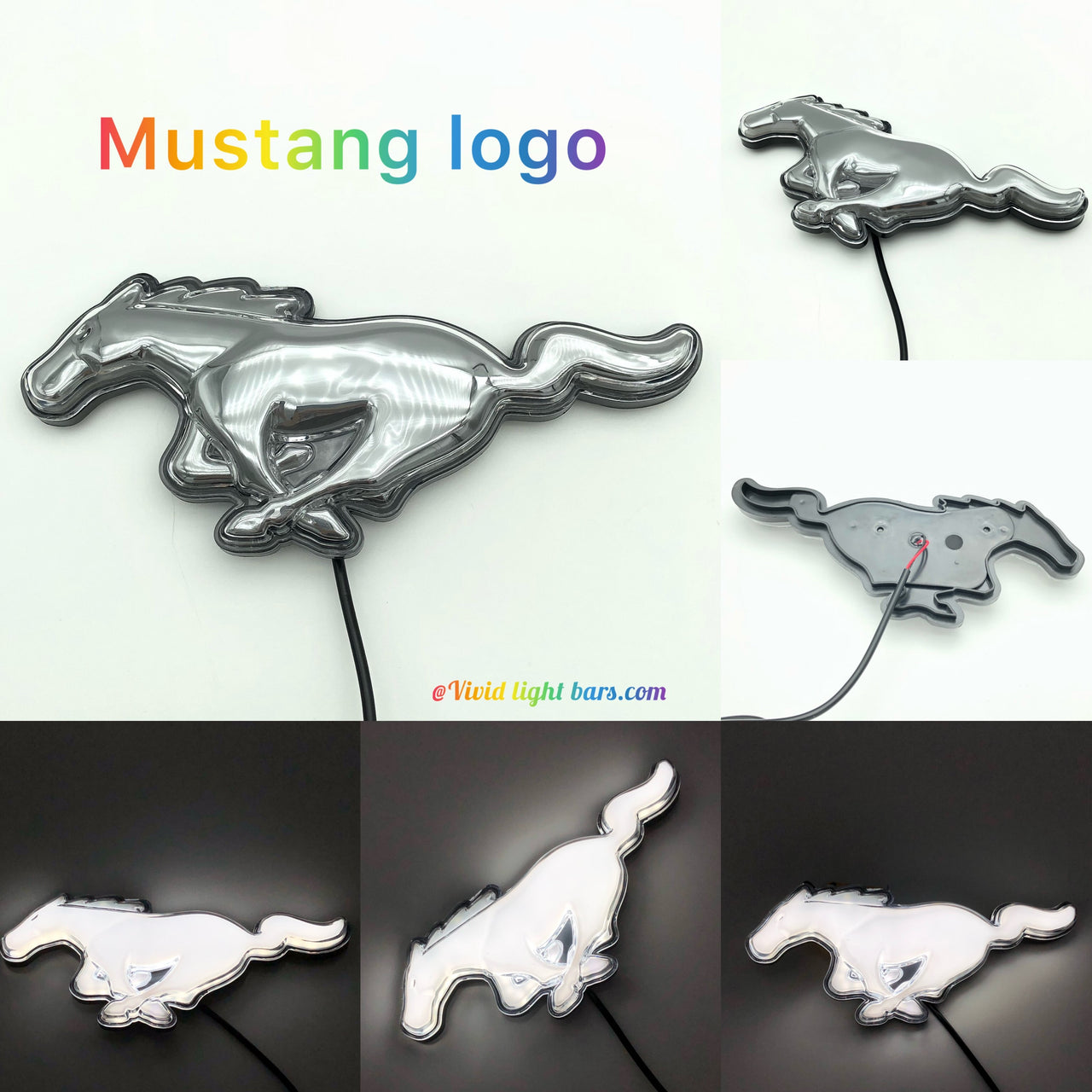 Ford Mustang Illuminated Logo-Light Up Pony Badge for Ford Mustang & Mach-E,Perfect for Front Grill, Trunk, and Rear