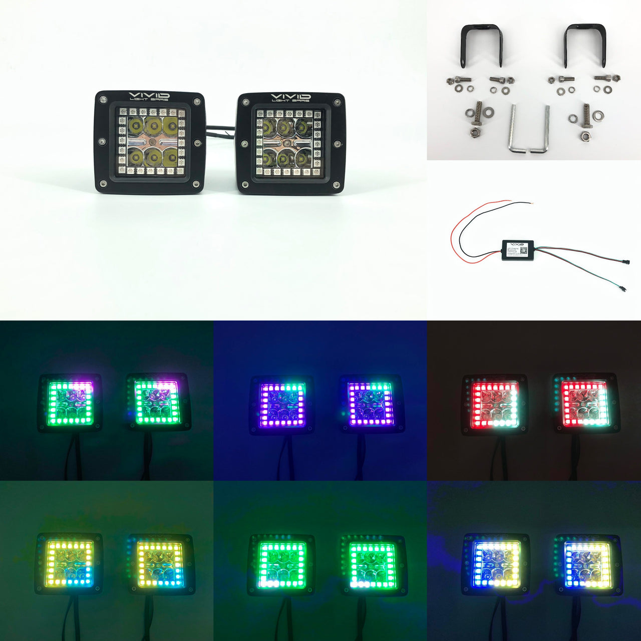 3.2" 30W RGB Chasing Halo LED Cubes/Pods