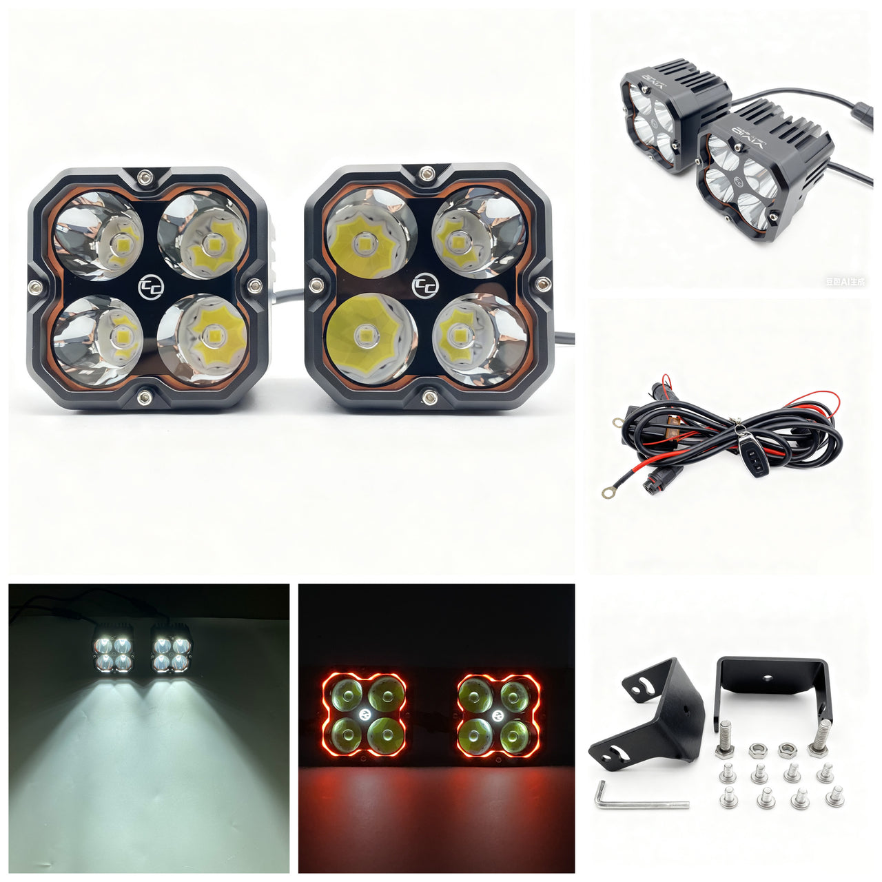 2 PCS 5" 240W LED Off Road Lights CNC billet aluminum 12-48V Amber DRL for Off-Road Truck, 4x4 Jeep, ATV, UTV
