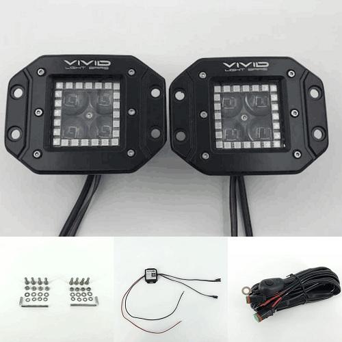 3" 5D 40W RGB halo flush mount led pods with Bluetooth App Remote Control-RGB Halo Pods-Vivid Light Bars