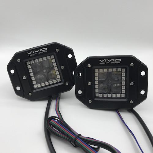3" 5D 40W RGB halo flush mount led pods with Bluetooth App Remote Control-RGB Halo Pods-Vivid Light Bars