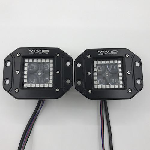 3" 5D 40W RGB halo flush mount led pods with Bluetooth App Remote Control-RGB Halo Pods-Vivid Light Bars