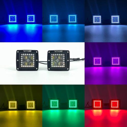 3" 5D 40W RGB halo LED Pods/ Cubes with Bluetooth App remote Control-RGB Halo Pods-Vivid Light Bars