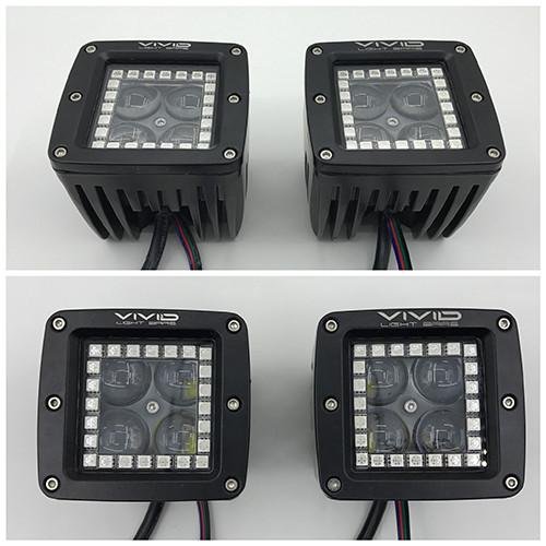 3" 5D 40W RGB halo LED Pods/ Cubes with Bluetooth App remote Control-RGB Halo Pods-Vivid Light Bars