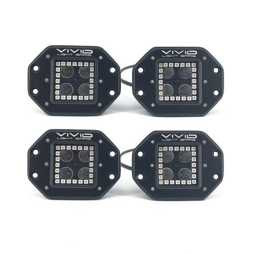 3.2" 20W Chasing Halo Flush mount RGB LED Pods With Bluetooth App Remote Control-Vivid Light Bars