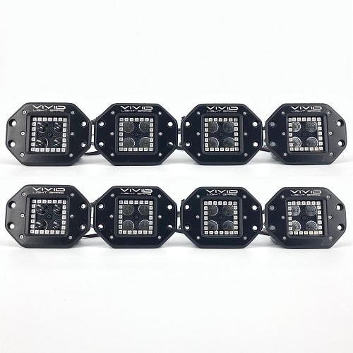 3.2" 20W Chasing Halo Flush mount RGB LED Pods With Bluetooth App Remote Control-Vivid Light Bars