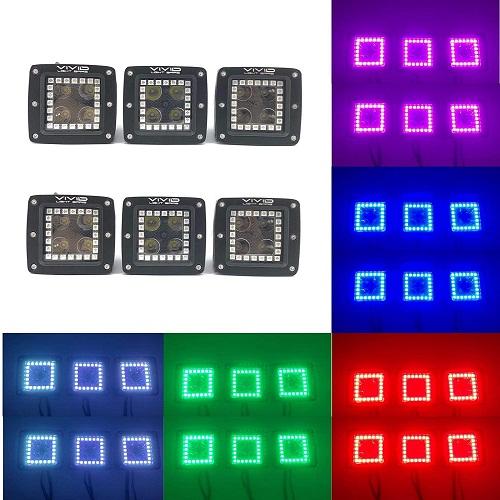 3.2" 20w RGB Halo Led Pods Cubes With Bluetooth Remote Control-RGB Halo Pods-Vivid Light Bars