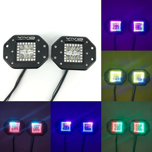 3.2" 30W RGB Chasing Flush Mount LED Pods -Vivid Light Bars