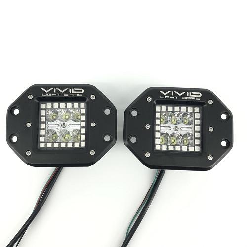 3.2" 30W RGB Chasing Flush Mount LED Pods -Vivid Light Bars