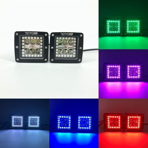 3.2" 30w RGB Halo Led Pods Cubes With Bluetooth Remote Control-RGB Halo Pods-Vivid Light Bars