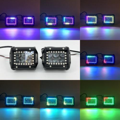 4" 4D 30W RGB Chasing Halo LED Pods With Bluetooth App Remote Control-RGB Halo Pods-Vivid Light Bars