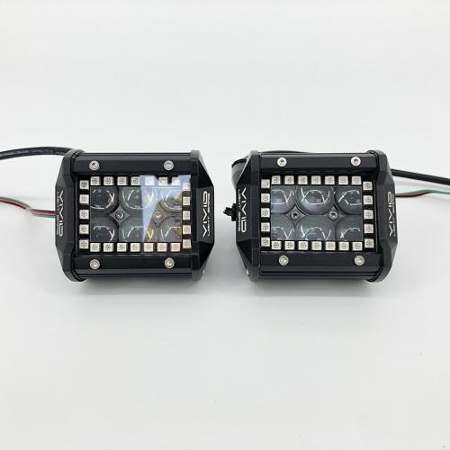 4" 4D 30W RGB halo LED Pods with Bluetooth App Remote Control-RGB Halo Pods-Vivid Light Bars