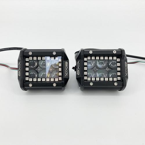 4" 4D 30W RGB halo LED Pods with Bluetooth App Remote Control-RGB Halo Pods-Vivid Light Bars