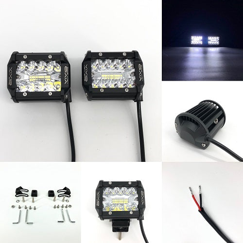 4'' 60W Off Road Lights Bright Driving Fog Lights Led Work Light for SUV ATV Jeep Lamp (White) - Vivid Light Bars