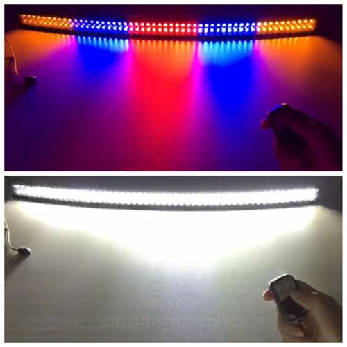 54 Dual Color Strobe Curved Led Light Bar White Amber Wireless Remote Controller White Reflector