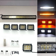 Package of 1 4D Lens Slide Bracket Dual Color Straight Light Bar & 4 Pack 4" 30W LED Pods-Vivid Light Bars