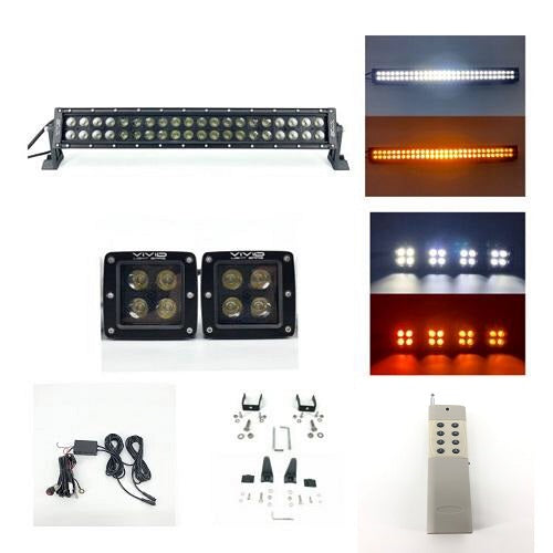 Package of 1 Dual Color Light Bar & 2 Pack 3.2 Inch 20W LED Pods-Vivid Light Bars