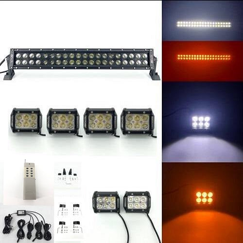 Package of 1 Dual Color Light Bar & 4 Pack 4 Inch 30W LED Pods-Vivid Light Bars
