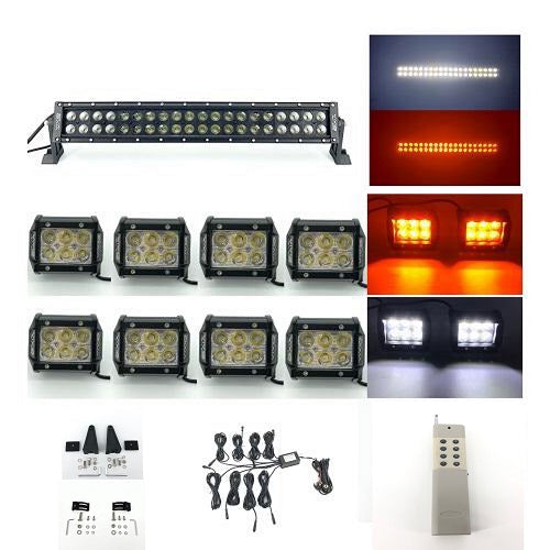 Package of 1 Dual Color Light Bar & 8 Pack 4" 30W LED Pods-Vivid Light Bars