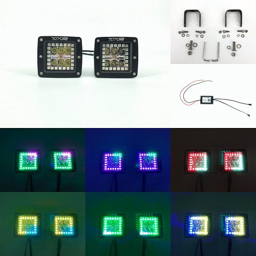 3.2" 30W RGB Chasing Halo LED Cubes/Pods With Bluetooth App Remote Control-Vivid Light Bars
