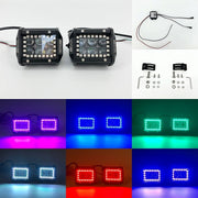 4" 4D 30W RGB halo LED Pods with Bluetooth App Remote Control-RGB Halo Pods-Vivid Light Bars