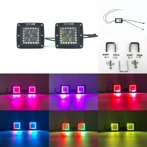 3.2" 5D 40W Chasing LED Halo Pods/Cubes With Bluetooth App Remote Control-Vivid Light Bars