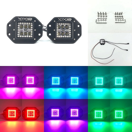 3.2" 30W RGB Halo Flush Mount Led Pods-Vivid Light Bars