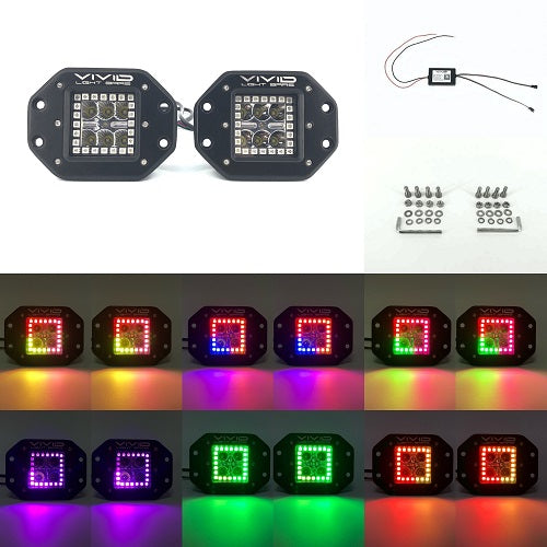 3.2" 30W RGB Chasing Flush Mount LED Pods -Vivid Light Bars