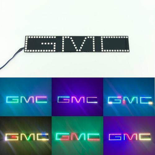 GMC Emblem RGB LED Logo Light Chase Flow Pattern with Bluetooth App remote control-halo headlight kits-Vivid Light Bars