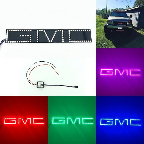 GMC Emblem RGB LED Logo Light with Bluetooth App remote control-halo headlight kits-Vivid Light Bars