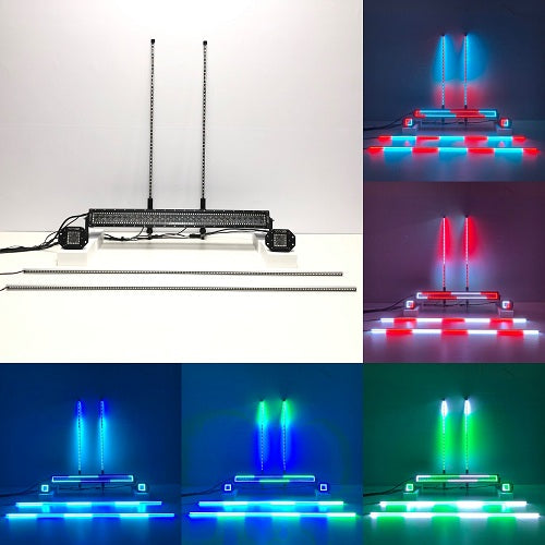Package of 1 RGB Chasing Halo Light Bar & 2/4/6/8 Pack flush mount Pods & 2 pack Chasing magnetic lights & LED whip with Bluetooth App Remote Control-package deal-Vivid Light Bars