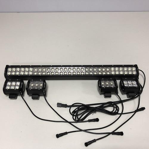 Package of 1 4D Lens Slide Bracket Dual Color Straight Light Bar & 4 Pack 4" 30W LED Pods-Vivid Light Bars